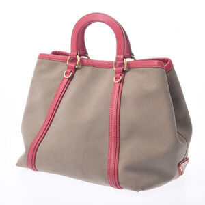 Prada Leather Tan Logo Jacquard Canvas Pink Beige Bag